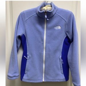 The North Face Color Block Blue Periwinkle Zip Up Fleece Jacket Large 14/16